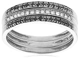 10k White Gold Black and White Diamond Stacker Ring