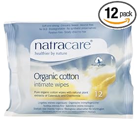 Natracare Organic Cotton Intimate  Wipes, (Pack of 24)- 12 Count Packs(288 Wipes)