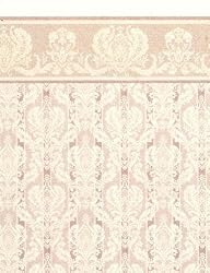 Dollhouse Wallpaper " Damask Beige Marble "