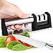ISUDA Knife Sharpener Diamond Knife Sharpener for Steel Knives in All Sizes-Household Sharpener with 2 Stage Coated Sharpening System,Coarse & Finely Ground,Black