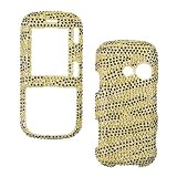 Gold & Black Zebra "Crystal Art" Bling cover faceplate for LG Rumor 2 Lx265
