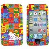 Peanuts Snoopy Comic Strip Design Rubber Texture Apple Iphone 4 Gen / 4th Generation / 4G + Microfiber Bag