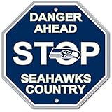 Seattle Seahawks NFL Danger Ahead Stop Sign - 12" x 12"