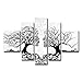 FLY SPRAY 5 Panels Artwork 100% Hand-Painted Oil Paintings Panels Stretched Framed White Trees Couple Kiss Love Modern Abstract Canvas Living Room Office Wall Art
