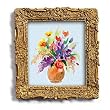 Bouquet, Terra Cotta Vase - Gold Frame Magnet with pop-out easel (2-3/4" x 2-1/2")