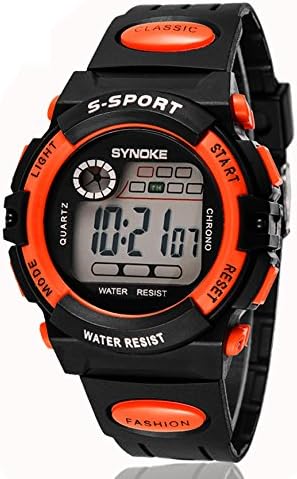 ISHINES Kids Boys LED Lighted Outdoor Sports Waterproof Digital Watch Orange#WDZ1007M.04A