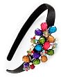Colorful Multi Colored Crystal Flower With Black Headband