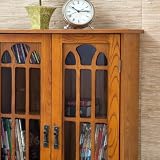 SEI Window Pane Wood Media Cabinet, Oak