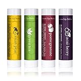 Beauty by Earth LIP BALM ★ 100% Natural Beeswax Uniquely Refreshing Exotic Flavors Lip Care with Shea Butter, Vitamin E, Cocoa Butter - Long Lasting, Moisturizing Repair for Dry and Chapped Lips. No Toxic Ingredients - Made in the USA. 4 Pack