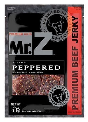 Mr. Z Premium Beef Jerky Peppered Flavor , 4-Ounce Bags (Pack of 6)