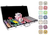 650 11.5 Gram Clay Composite Dual Pattern Gambling Poker Chip Chipset with 7 Different Denominations.