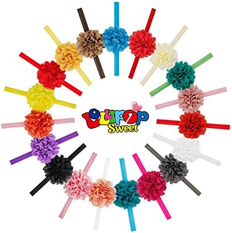 Lollipopsweet Baby Girl Elastic Headband with Hairbows(19color/pack)