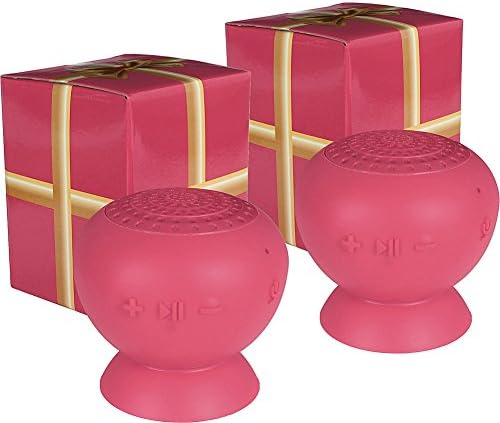 Lyrix JIVE Jumbo 2-Pack Waterproof Pairable Wireless Bluetooth Speakers (Berry)