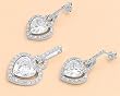 Sterling Silver Pendant and Earrings Set - Heart Design with Clear CZ