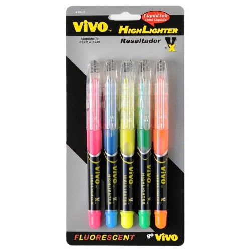 Vivo Vx Liquid Ink Highlighters, 5-Color Set, 18095
