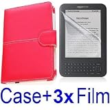 Neewer Leather Case Protective Cover (Red) for Amazon Kindle 3 eBook E-Reader + 3x SCREEN PROTECTOR