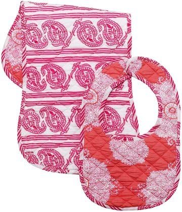 Masala Bib &amp; Burp Set - Kolam Pink - 2 ct