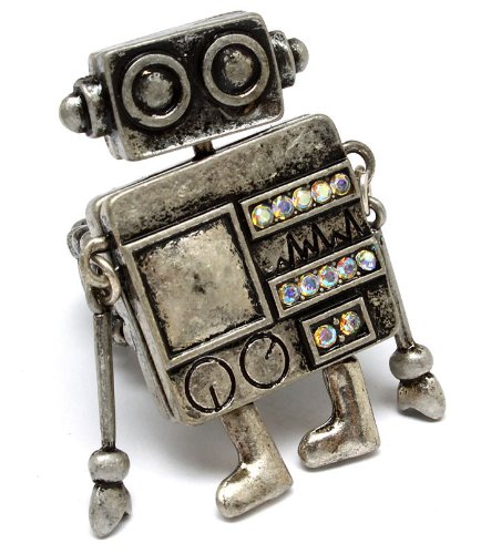 Really Weird Jointed Robot Ring AB Crystal Accents 
