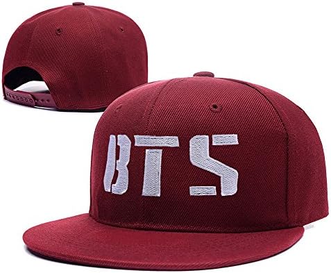 RHXING BTS Bangtan Boys Logo Adjustable Embroidery Snapback Cap Hats Red