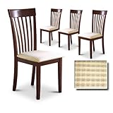 Cappuccino / Espresso / Dark Oak Finish Wood Kitchen Dining Set of 4 Chairs ....