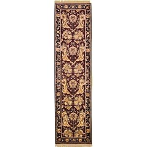 3x10 Burgundy Hand Knotted Wool Agra Runner Rug by Heritage Unlimited