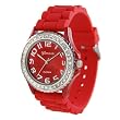 Geneva Platinum CZ Accented Silicon Link Watch, Large Face