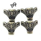 【ノーブランド 品】4本 雲パターン ボックス 足 家具 コーナー フット 装飾 プロテクター カバー　ケースプロテクター　青銅