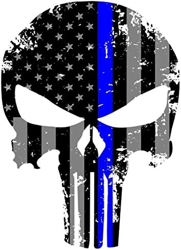Punisher Skull Tattered Subdued Us Flag Reflective Decal with Thin Vinyl Label 10pcs