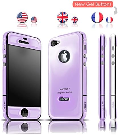 exofab iPhone 4/4S gel ultra-thin skin / case. Handsfree selfie. Front - back & side 3D protection. (Screen protector included) Color: Purple Opera