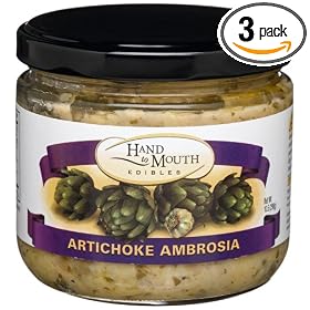 Hand to Mouth Edibles Artichoke Ambrosia, (Spread & Dip), 10.5-Ounces Glass Jars (Pack of 3)