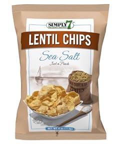 Simply 7 Lentil Chips, Sea Salt, 4-Ounce Bags (Pack of 12)