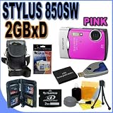 Olympus Stylus 850SW Pink (226320) 8.0MP Waterproof Digital Camera 850 SW 2GB xD Memory Card BigVALUEInc Accessory Saver