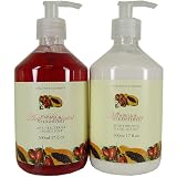 Papaya & Strawberry Asquith Somerset Tropical Fruits Anti-Bacterial Liquid Soap+Hand Lotion COMBO in pump dispenser 500 ml 17 fl oz