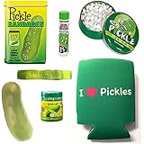 Deluxe Pickle Lovers Gift Pack (7pc Set) - Pickle Bandages, Lip Balm, Mints, Stress Toy, Koozie, Wristband & Dill Pickle Salt