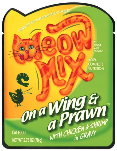 Meow Mix Cat Food On A Wing & a Prawn with Chicken & Shrimp in Gravy, 2.75-Ounce Units (Pack of 48)