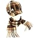 Kids Plaid Newsboy Hat Softer than Cashmere Scarf? Set Brown with Multiple Colors