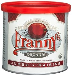 Franny's Organic Jumbo Seedless Raisin, 10 Ounce Tins (Pack of 6)