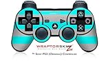 Sony PS3 Controller Skin Kearas Psycho Stripes Neon Teal and Gray