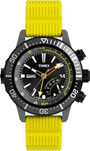 Timex Men's Intelligent Quartz T2N958 Yellow Resin Quartz Watch with Black Dial