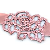 Pink Ice Rose Crystal On Faux Suede Band Bracelet With Button Clasp