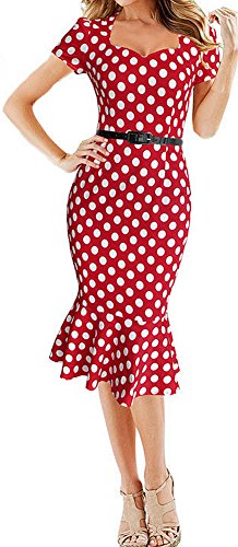 LUNAJANY Women's Vintage Retro Style Pinup Mermaid Party Cocktail Wiggle Dress