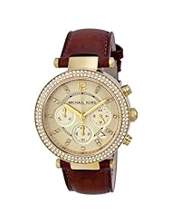 Michael Kors Chronograph Gold Dial Crystal set Ladies Watch MK2249