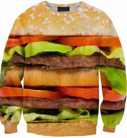 Sheinside Yellow Hamburger Print Unisex Sweatershirt