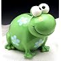 Green Frog Money Piggy Bank with Flowers