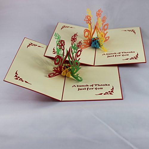 (3) 3D Pop Up Thank You with Flowers Greeting Cards. Ships Quickly from New York. Pack of 3 Beautiful Thank You, Gift, Love, Wedding etc. Cards from Love Our Gifts.