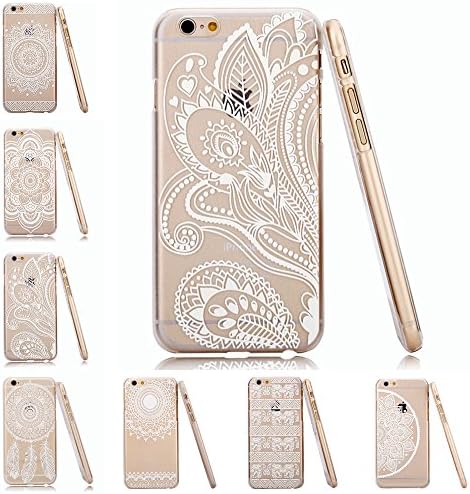 For iPhone 6 Case, Lifemean Henna Series Clear Floral Paisley Mandala Flower Matte Cute Slim Thin Painted Pattern PC Case Hard Plastic Skin Cover with Gifts Pack(Pattern 2)
