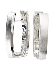 925 Sterling Silver Satin Finish Square Bottom Hoop Earrings