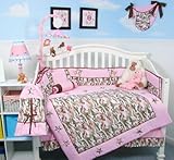 SOHO Pink Camo Baby Crib Nursery Bedding Set 13 pcs included Diaper Bag with Changing Pad & Bot