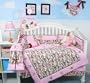 SOHO Pink Camo Baby Crib Nursery Bedding Set 10 pcs ** Reversible to SOHO Flower print **
