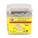 Grip-Rite 10d Sinker - 3-Inch x .120 Vinyl Coated, Smooth Shank, 28? Clipped Head, Wire-Weld Collated, Stick Framing Nails - 500 per tub